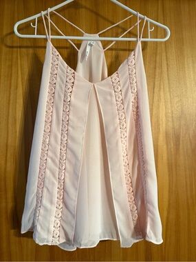 Light Pink Lace-Panel Spaghetti-Strap Camisole